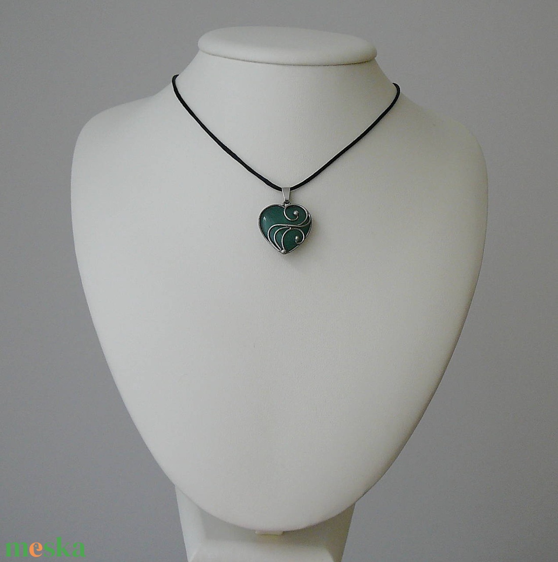 Aventurin mini szív medál - ékszer - nyaklánc - medálos nyaklánc - Meska.hu