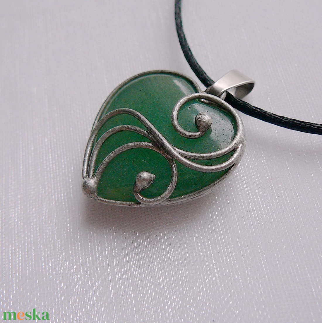 Aventurin mini szív medál - ékszer - nyaklánc - medálos nyaklánc - Meska.hu