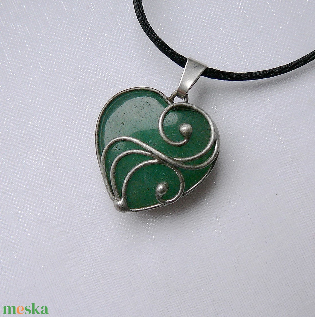 Aventurin mini szív medál - ékszer - nyaklánc - medálos nyaklánc - Meska.hu