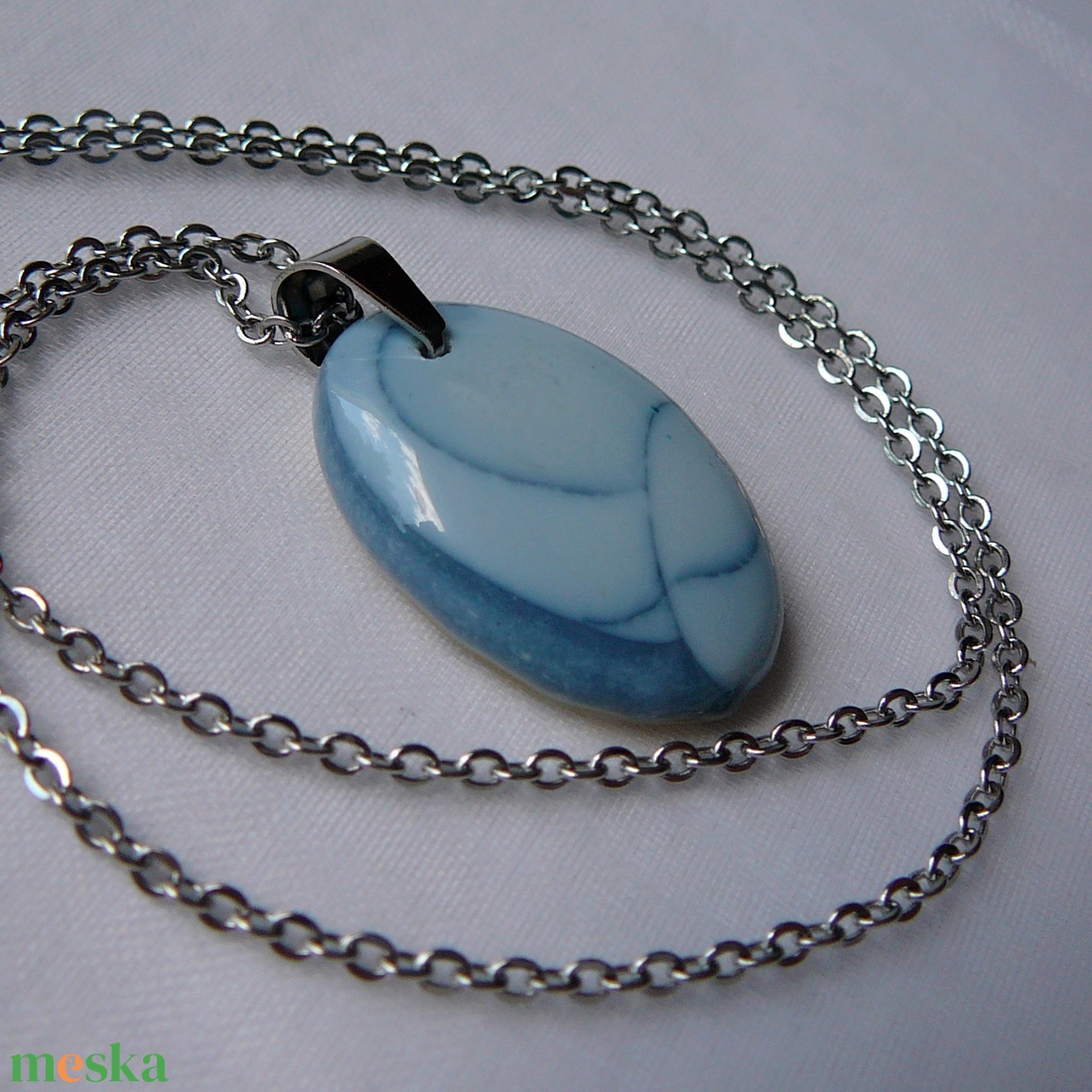 Kék opál medálos nyaklánc - ékszer - nyaklánc - medálos nyaklánc - Meska.hu