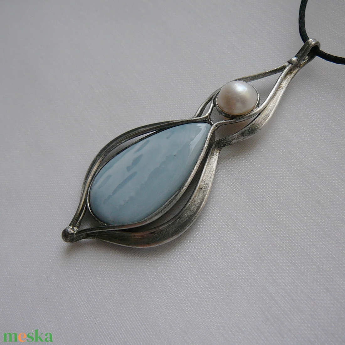 Kék opál medál - ékszer - nyaklánc - medálos nyaklánc - Meska.hu