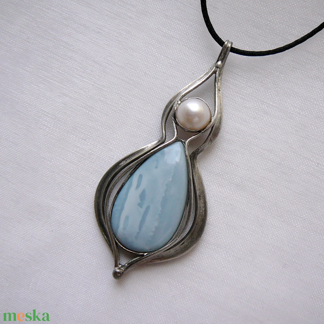 Kék opál medál - ékszer - nyaklánc - medálos nyaklánc - Meska.hu