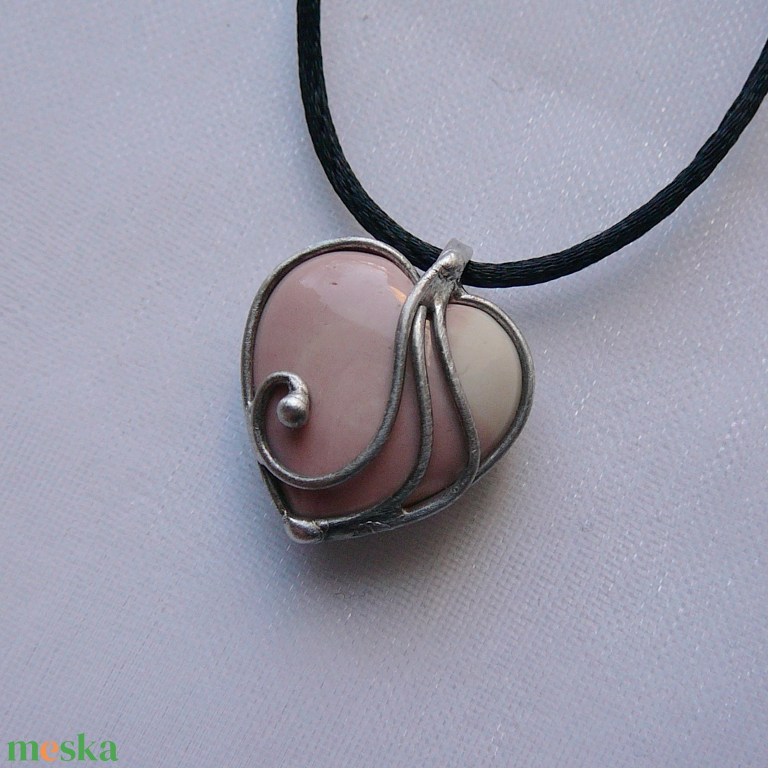 Mokka jáspis mini szív medál - ékszer - nyaklánc - medálos nyaklánc - Meska.hu