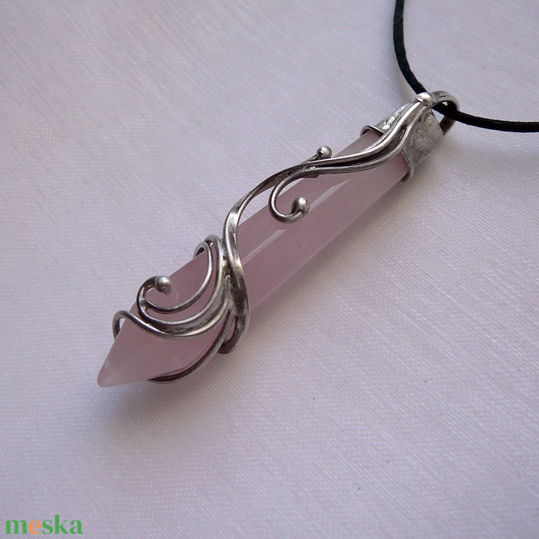 Rózsakvarc inga medál - ékszer - nyaklánc - medálos nyaklánc - Meska.hu