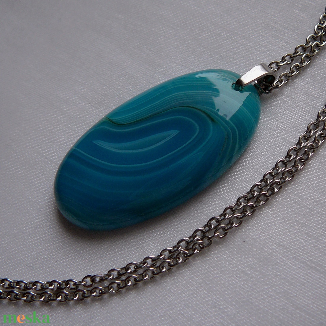 Achát medálos nyaklánc - ékszer - nyaklánc - medál - Meska.hu