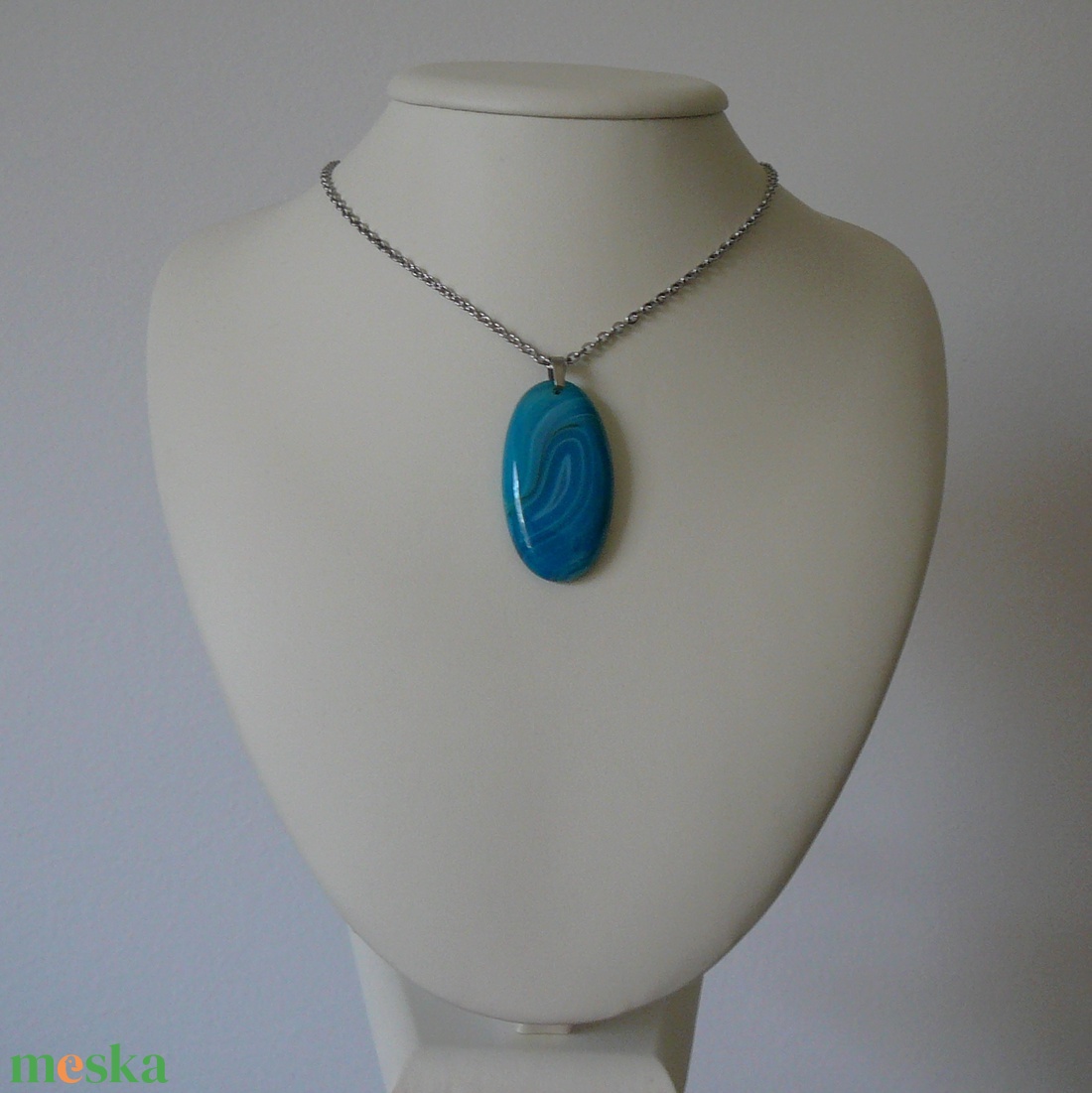 Achát medálos nyaklánc - ékszer - nyaklánc - medál - Meska.hu