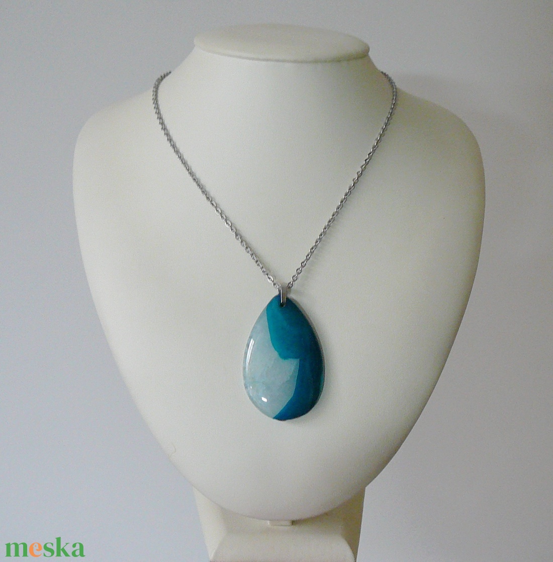 Achát medálos nyaklánc - ékszer - nyaklánc - medál - Meska.hu