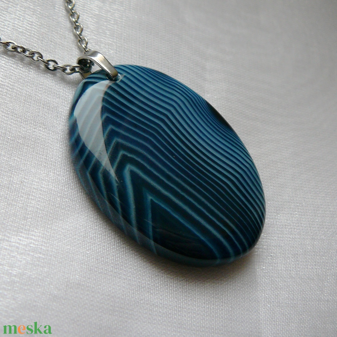 Achát medálos nyaklánc - ékszer - nyaklánc - medál - Meska.hu