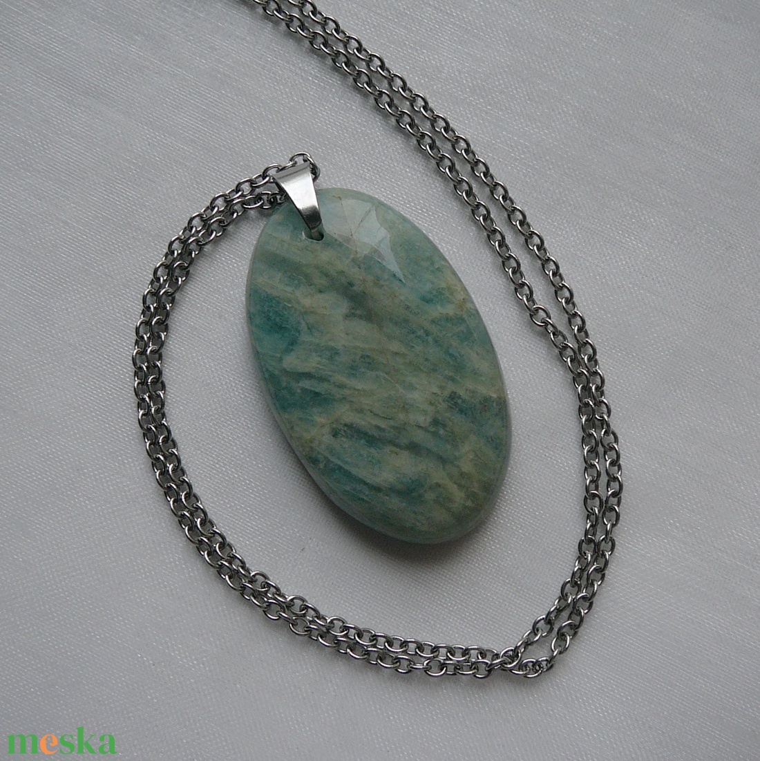 Akvamarin medálos nyaklánc - ékszer - nyaklánc - medál - Meska.hu