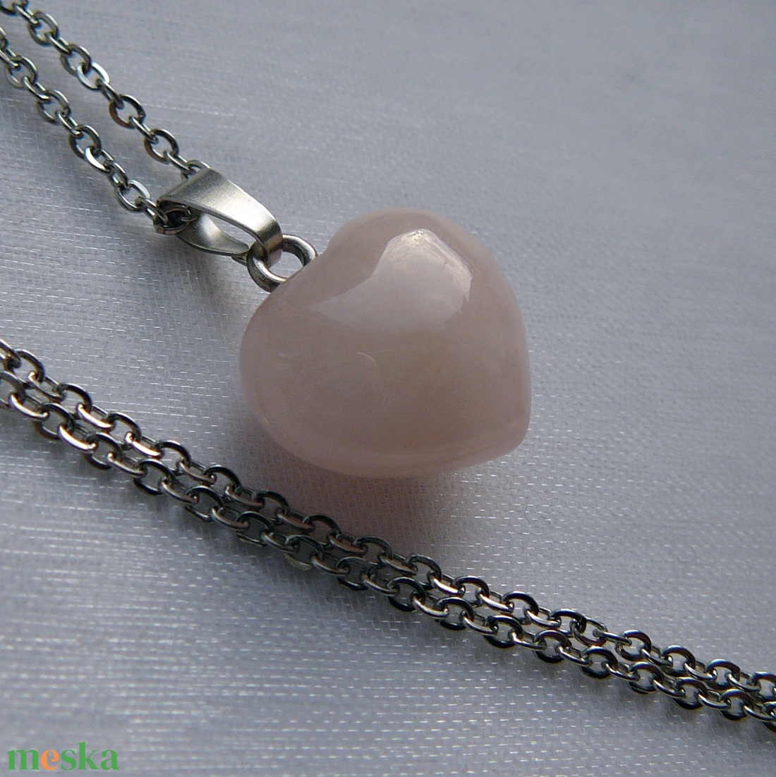 Morganit szív medálos nyaklánc - ékszer - nyaklánc - medál - Meska.hu