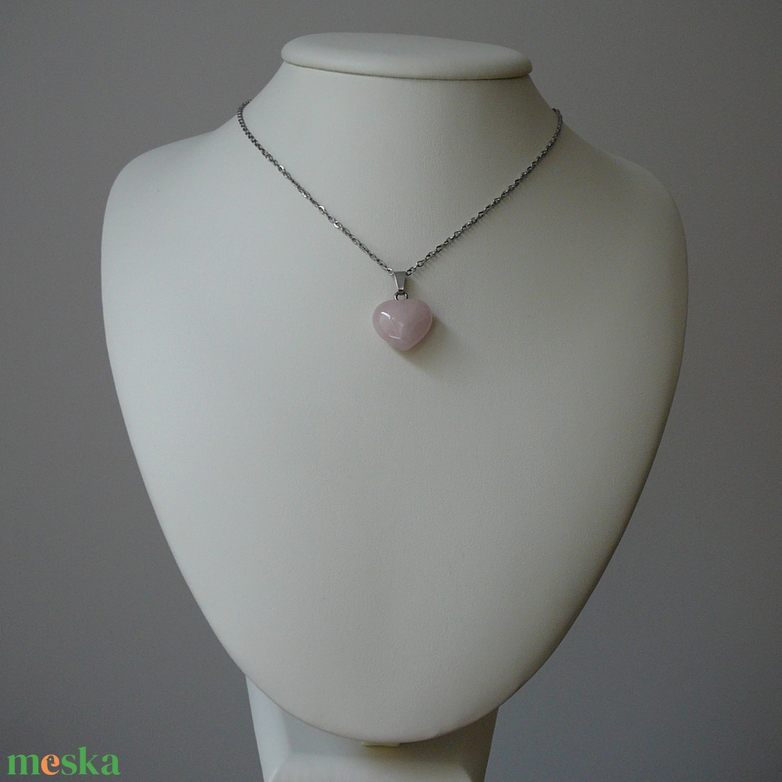 Morganit szív medálos nyaklánc - ékszer - nyaklánc - medál - Meska.hu