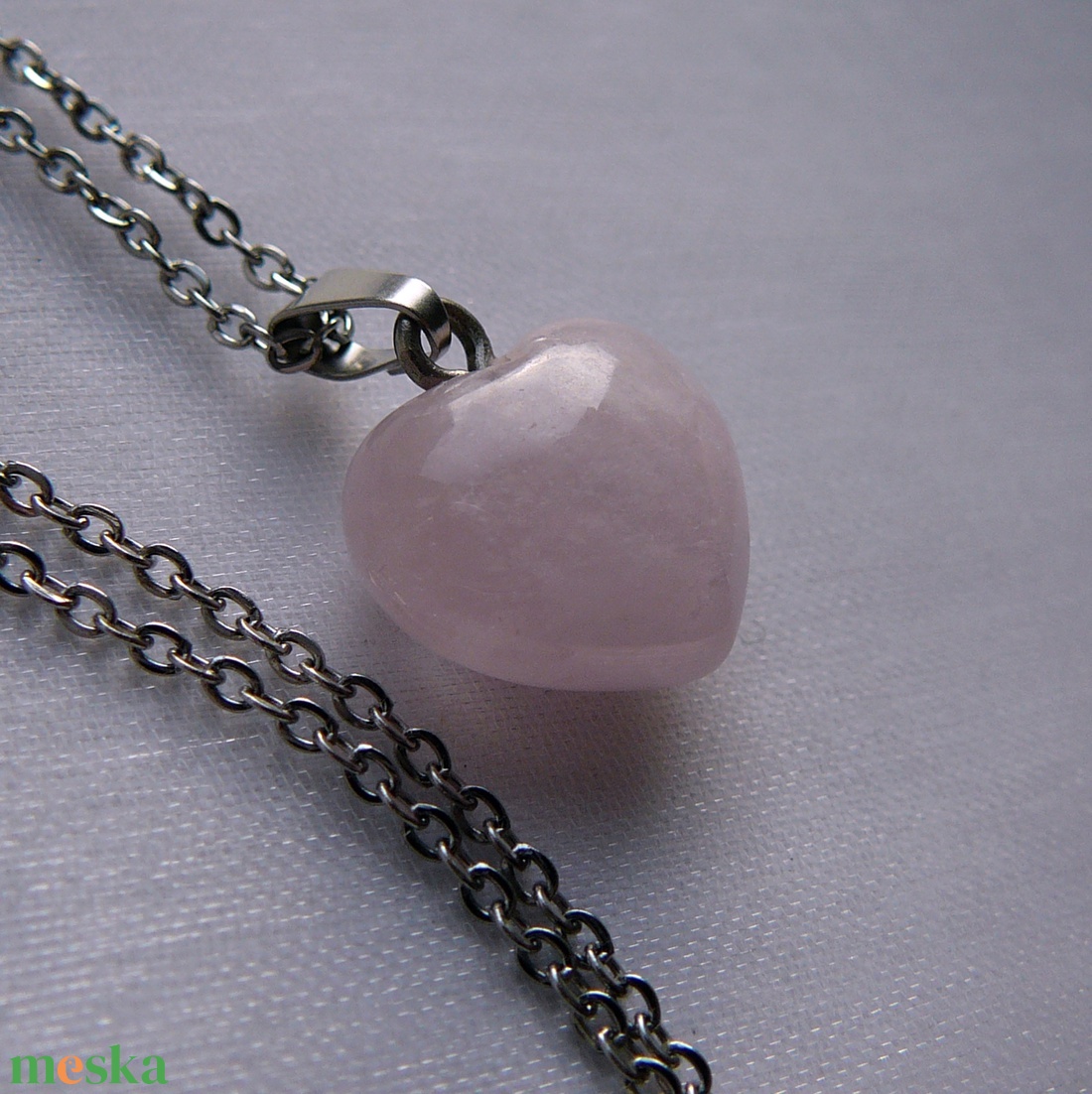 Morganit szív medálos nyaklánc - ékszer - nyaklánc - medál - Meska.hu