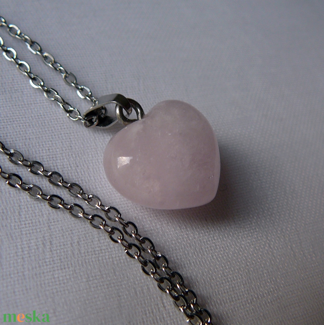 Morganit szív medálos nyaklánc - ékszer - nyaklánc - medál - Meska.hu