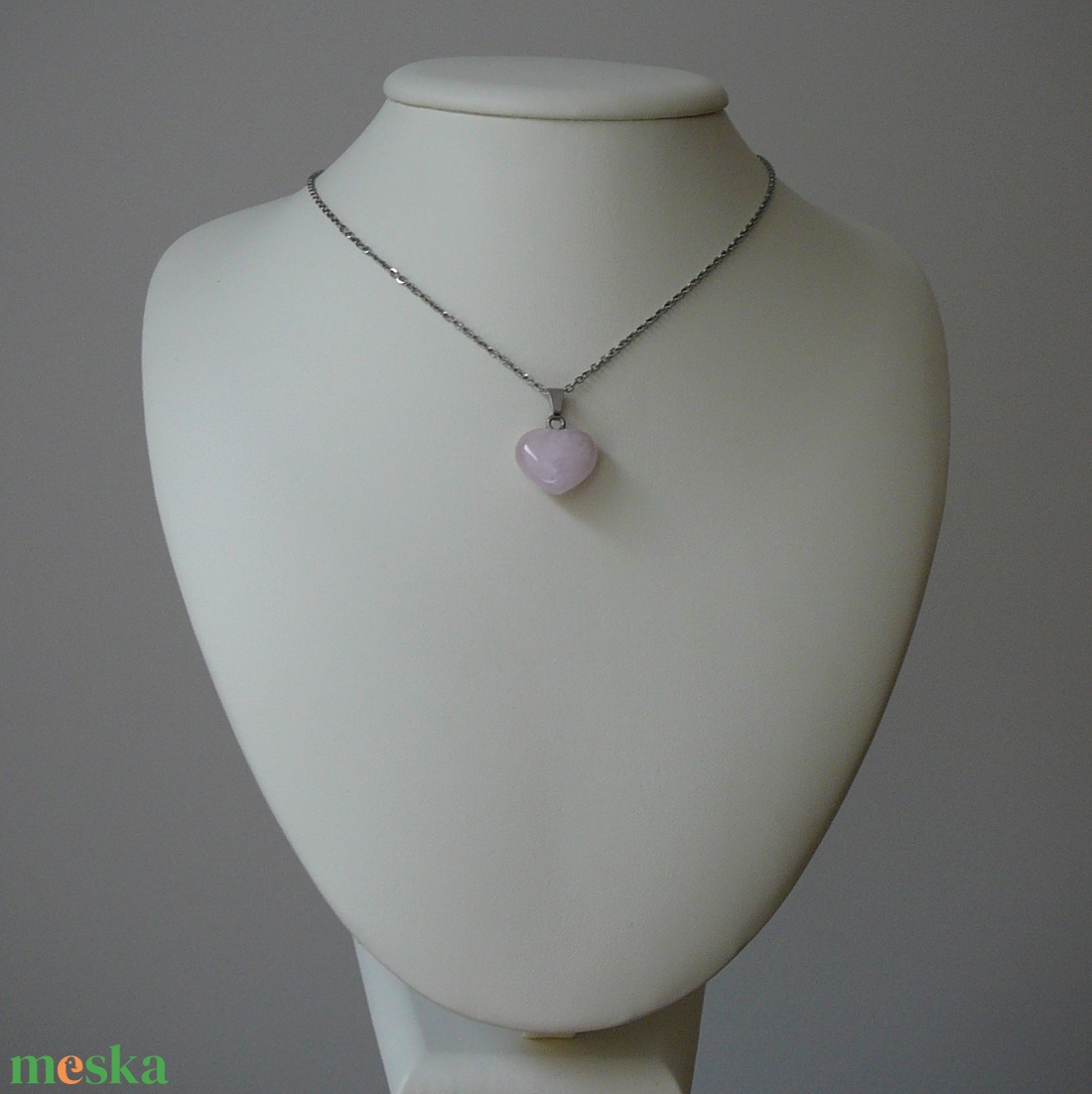 Morganit szív medálos nyaklánc - ékszer - nyaklánc - medál - Meska.hu