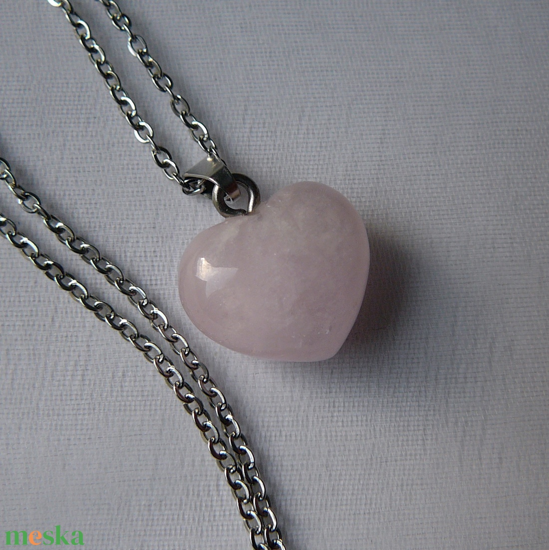 Morganit szív medálos nyaklánc - ékszer - nyaklánc - medál - Meska.hu