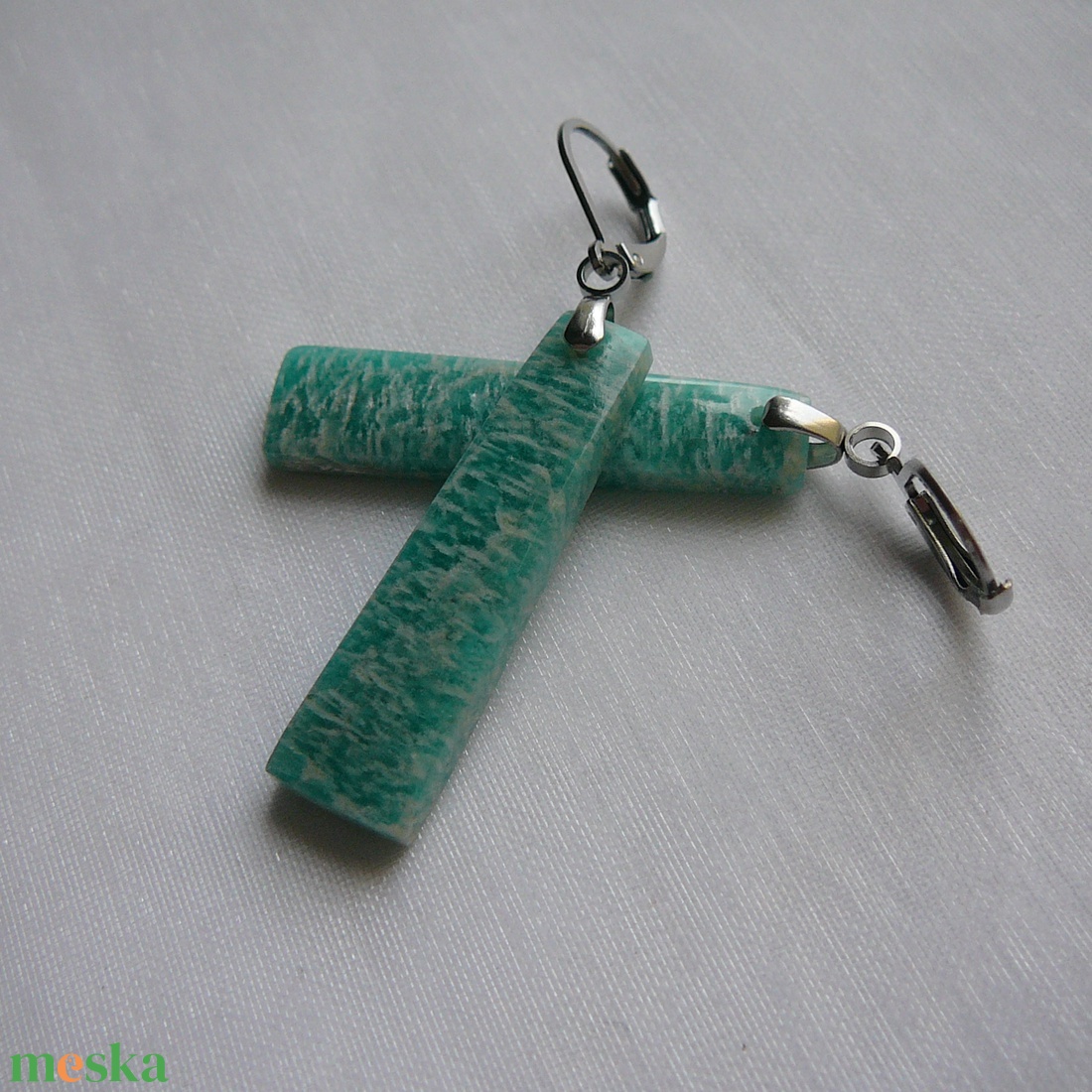 Amazonit fülbevaló - ékszer - fülbevaló - lógó fülbevaló - Meska.hu