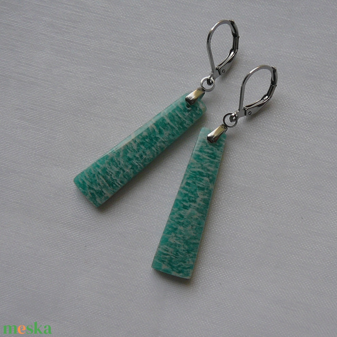 Amazonit fülbevaló - ékszer - fülbevaló - lógó fülbevaló - Meska.hu