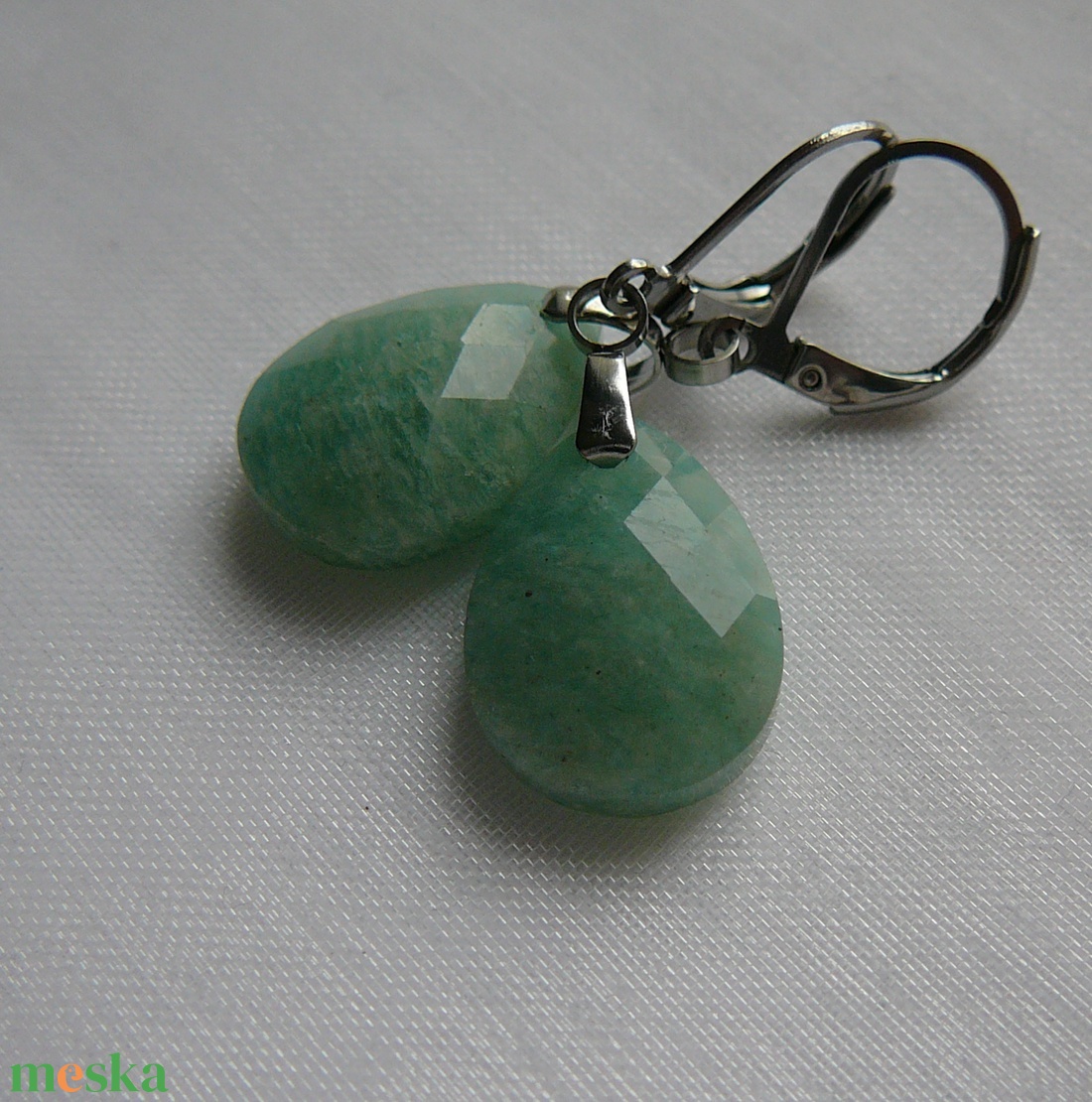 Amazonit fülbevaló - ékszer - fülbevaló - lógó fülbevaló - Meska.hu