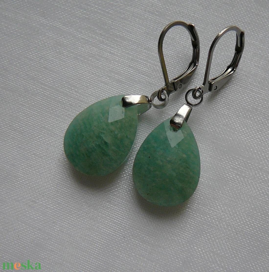 Amazonit fülbevaló - ékszer - fülbevaló - lógó fülbevaló - Meska.hu