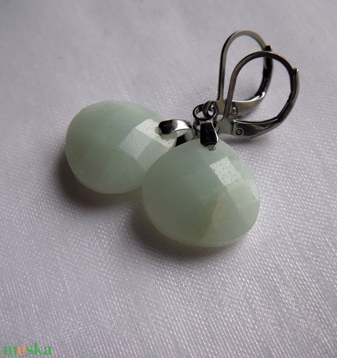 Amazonit fülbevaló - ékszer - fülbevaló - lógó fülbevaló - Meska.hu