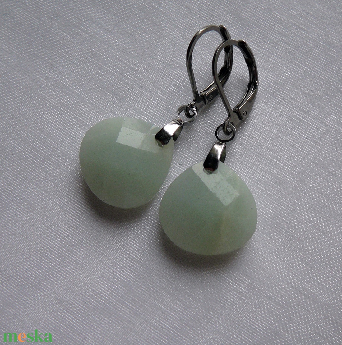 Amazonit fülbevaló - ékszer - fülbevaló - lógó fülbevaló - Meska.hu