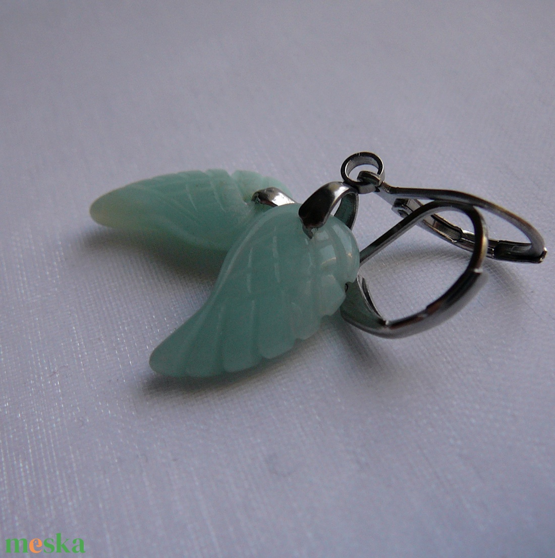 Amazonit szárny fülbevaló - ékszer - fülbevaló - lógó fülbevaló - Meska.hu
