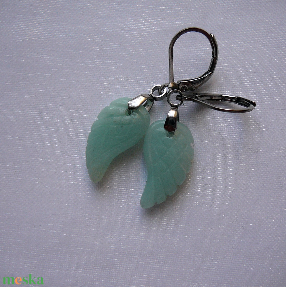 Amazonit szárny fülbevaló - ékszer - fülbevaló - lógó fülbevaló - Meska.hu