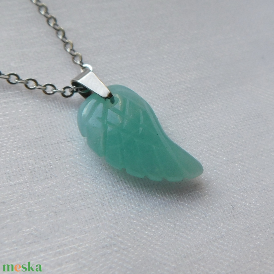 Amazonit szárny medálos nyaklánc - ékszer - nyaklánc - medálos nyaklánc - Meska.hu