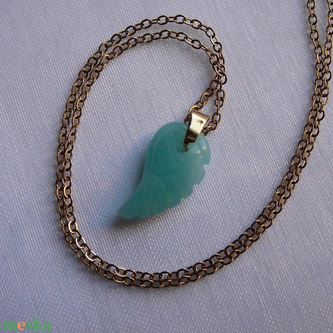 Amazonit szárny medálos nyaklánc - ékszer - nyaklánc - medálos nyaklánc - Meska.hu