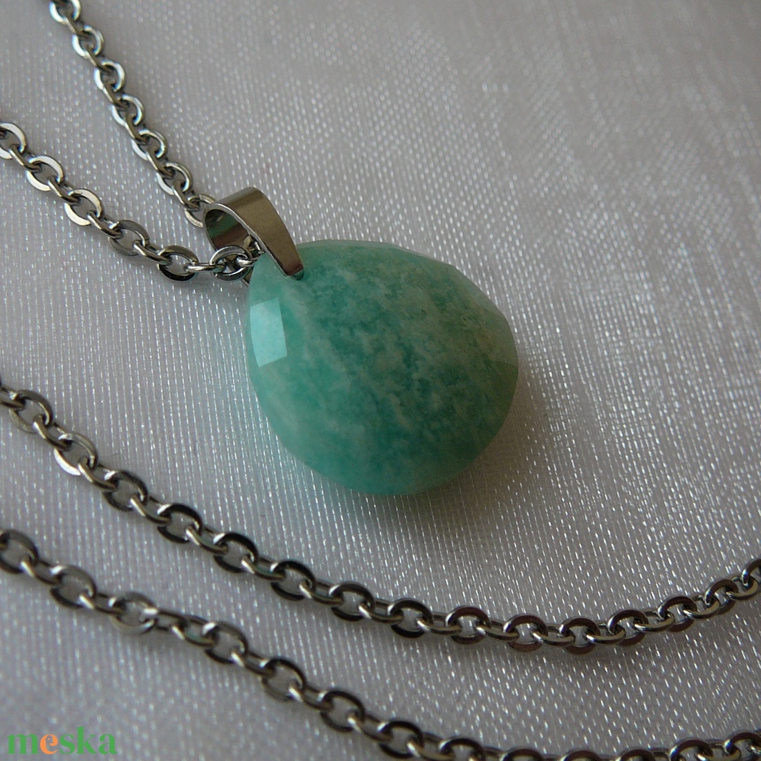Amazonit csepp medálos nyaklánc - ékszer - nyaklánc - medálos nyaklánc - Meska.hu