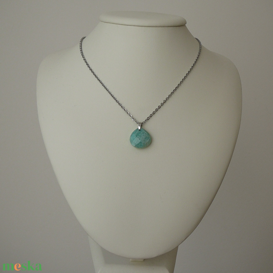Amazonit csepp medálos nyaklánc - ékszer - nyaklánc - medálos nyaklánc - Meska.hu