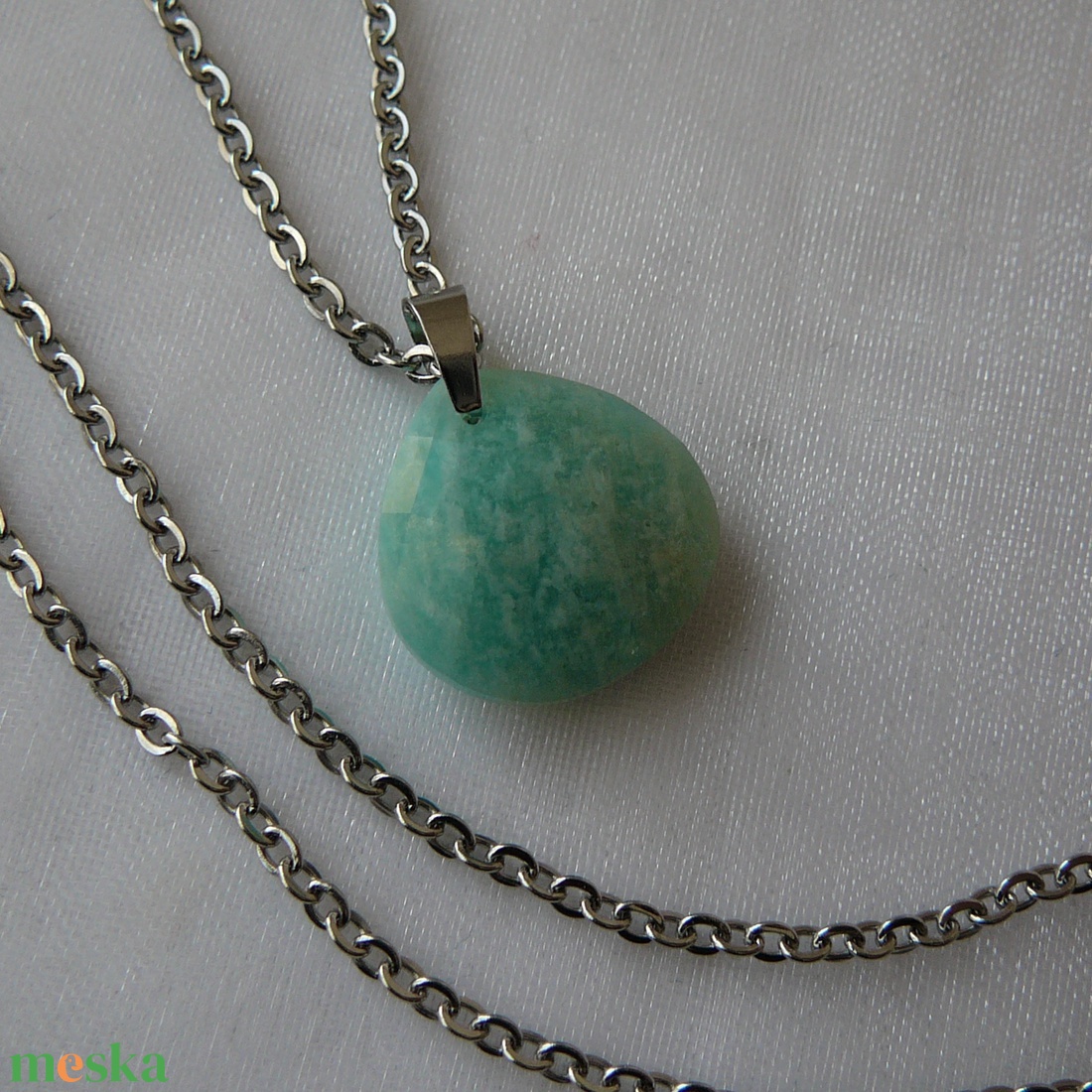 Amazonit csepp medálos nyaklánc - ékszer - nyaklánc - medálos nyaklánc - Meska.hu
