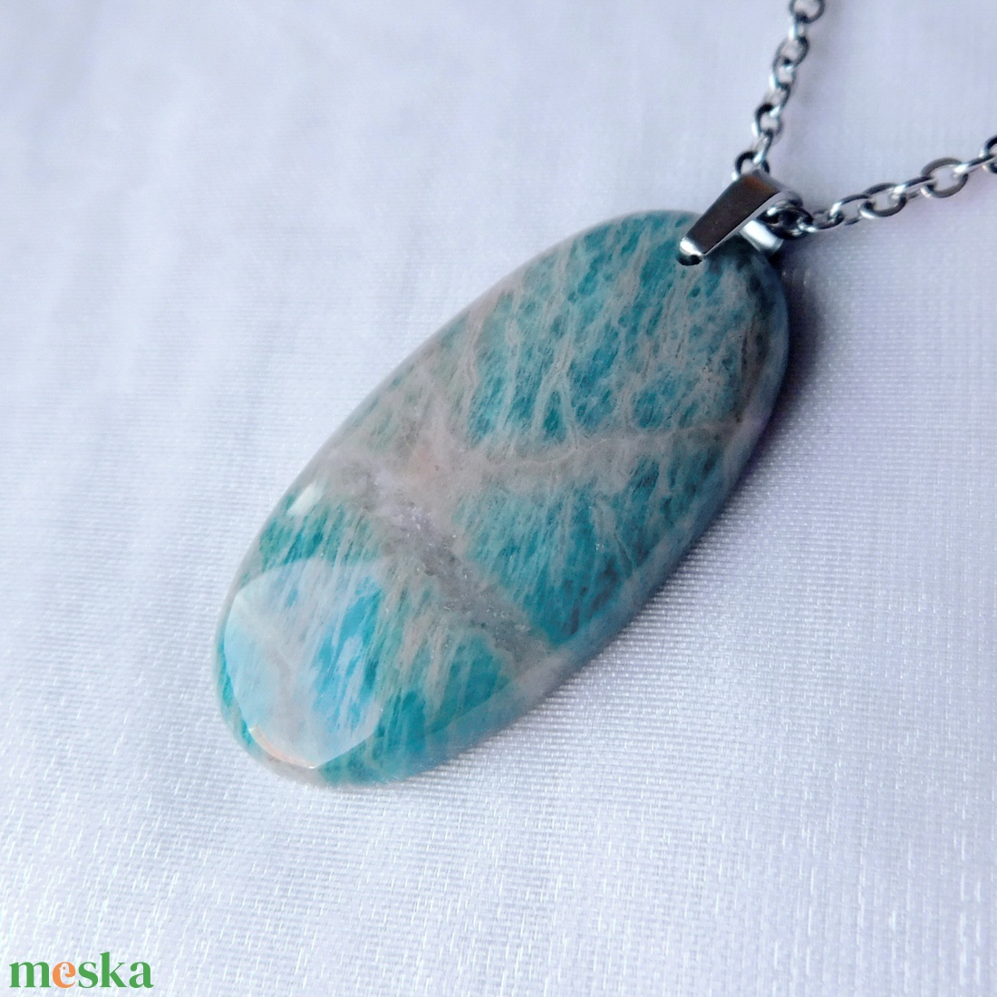 Amazonit medálos nyaklánc - ékszer - nyaklánc - medálos nyaklánc - Meska.hu