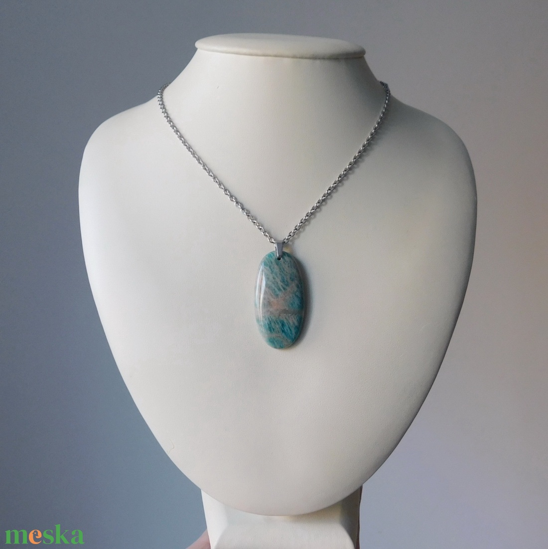 Amazonit medálos nyaklánc - ékszer - nyaklánc - medálos nyaklánc - Meska.hu