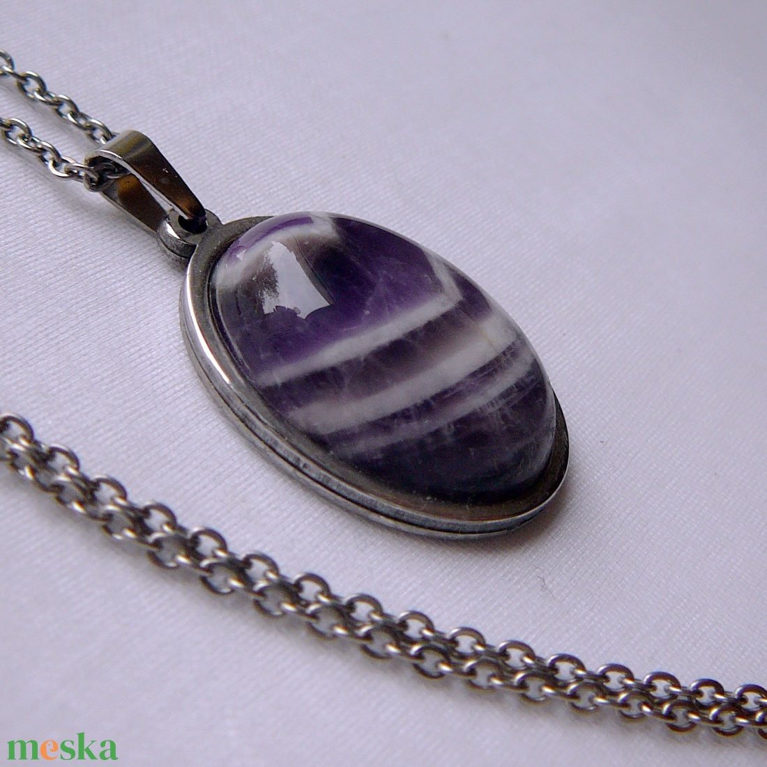 Ametiszt medálos nyaklánc - ékszer - nyaklánc - medálos nyaklánc - Meska.hu