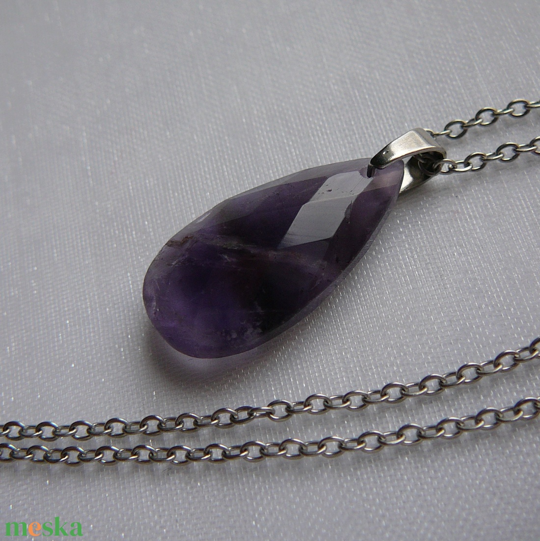 Ametiszt medálos nyaklánc - ékszer - nyaklánc - medálos nyaklánc - Meska.hu