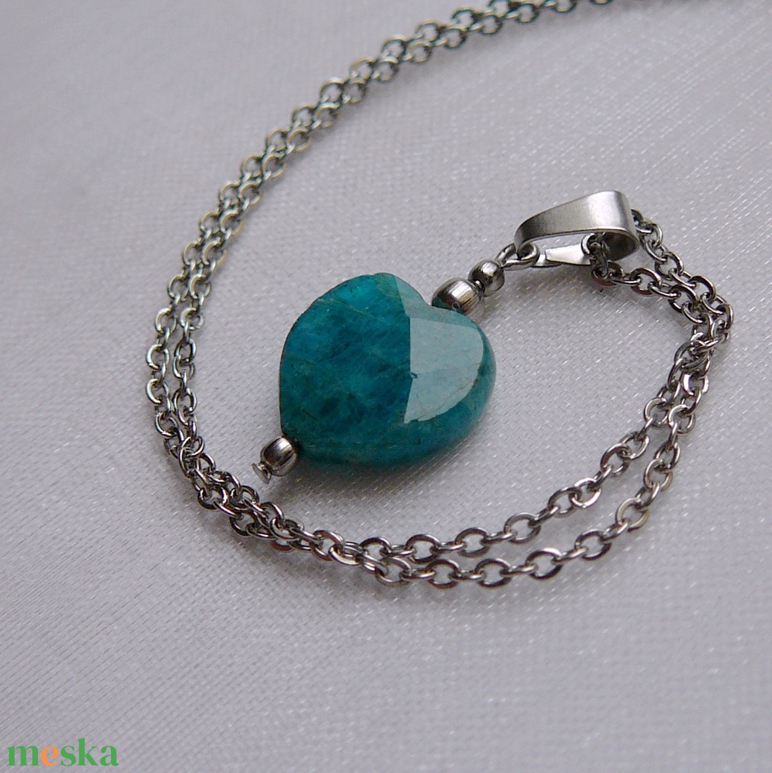 Apatit szív medálos nyaklánc - ékszer - nyaklánc - medál - Meska.hu
