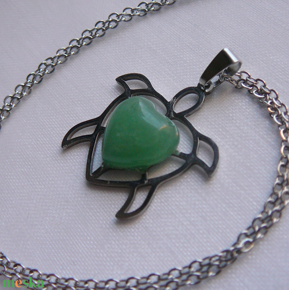 Aventurin teknős medálos nyaklánc - ékszer - nyaklánc - medálos nyaklánc - Meska.hu