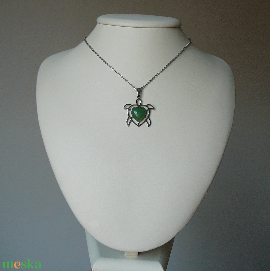 Aventurin teknős medálos nyaklánc - ékszer - nyaklánc - medálos nyaklánc - Meska.hu