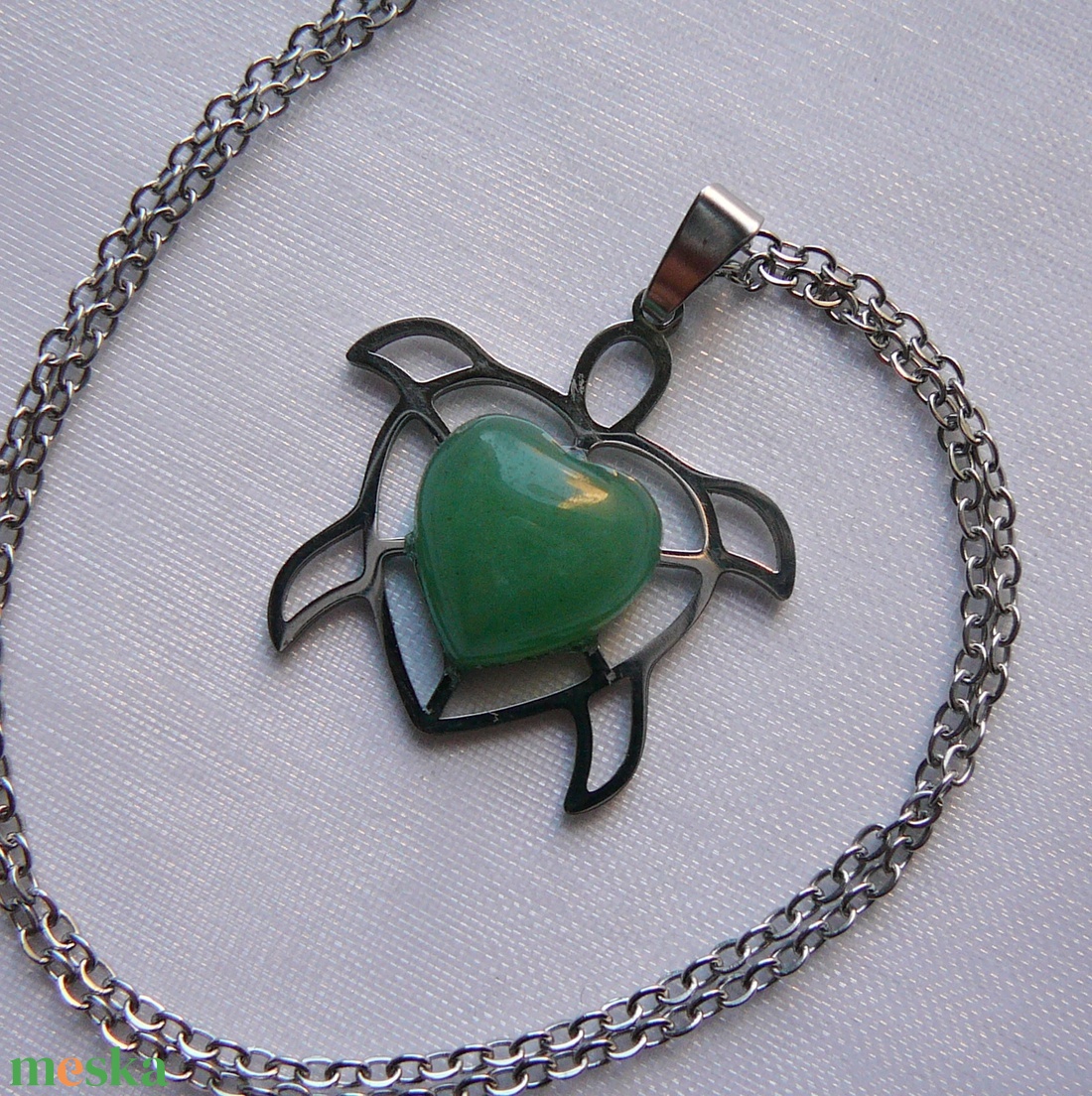 Aventurin teknős medálos nyaklánc - ékszer - nyaklánc - medálos nyaklánc - Meska.hu