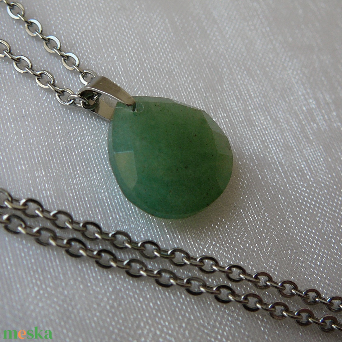 Aventurin csepp medálos nyaklánc - ékszer - nyaklánc - medálos nyaklánc - Meska.hu