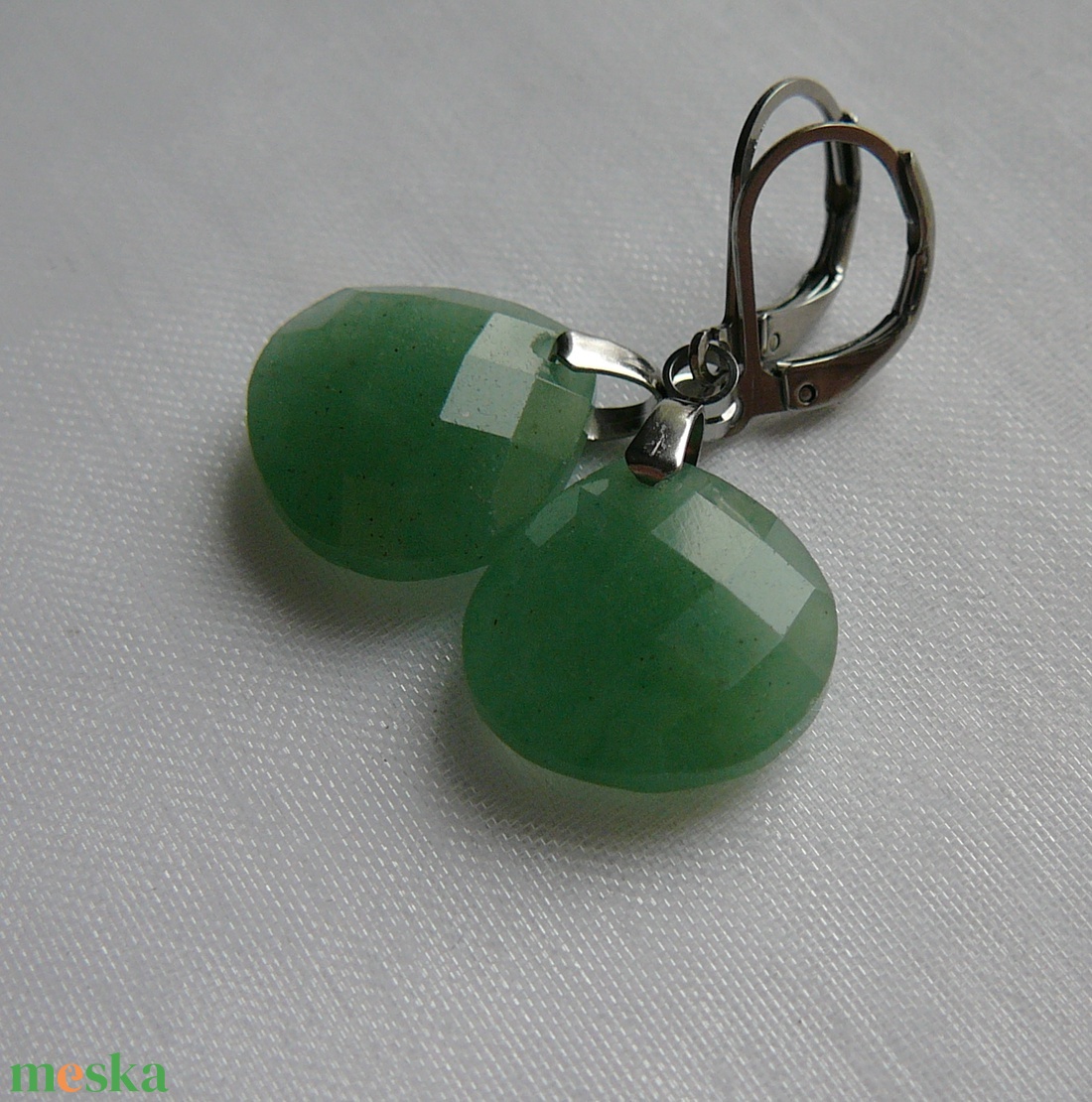 Aventurin csepp fülbevaló - ékszer - fülbevaló - lógó csepp fülbevaló - Meska.hu