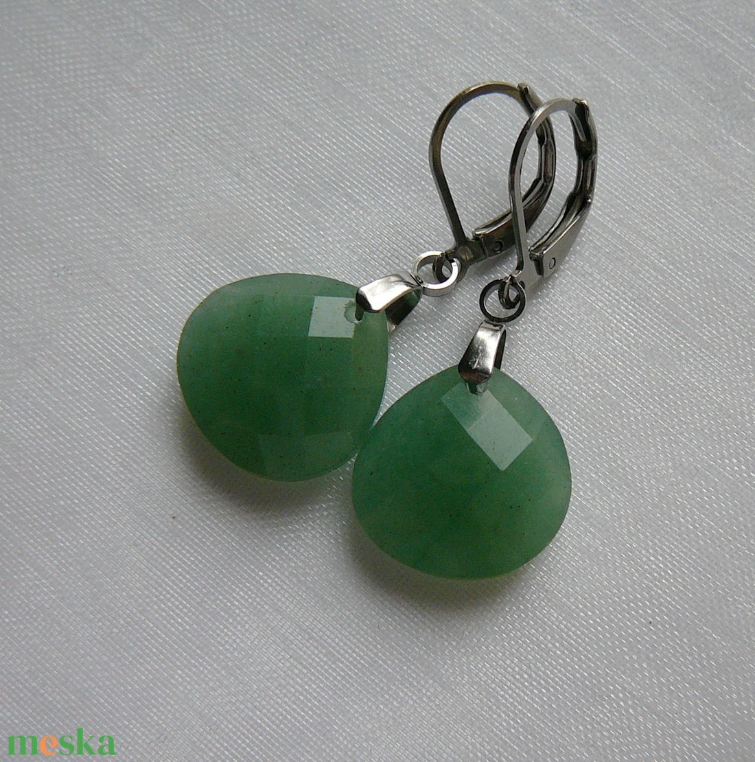 Aventurin csepp fülbevaló - ékszer - fülbevaló - lógó csepp fülbevaló - Meska.hu