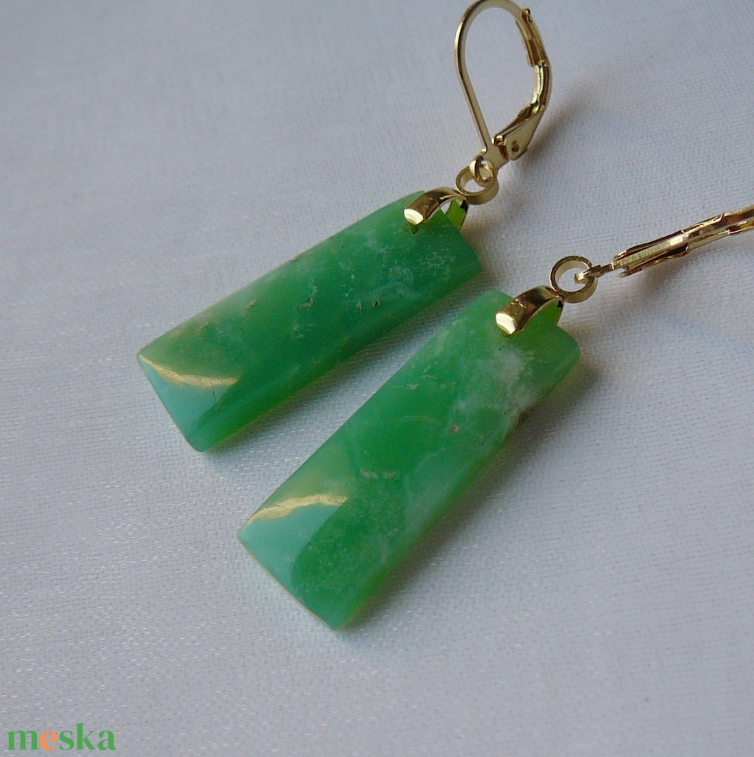 Krizopráz fülbevaló - ékszer - fülbevaló - lógó fülbevaló - Meska.hu