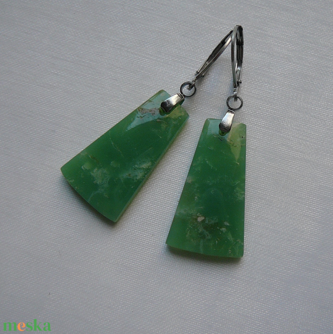 Krizopráz fülbevaló - ékszer - fülbevaló - lógó fülbevaló - Meska.hu