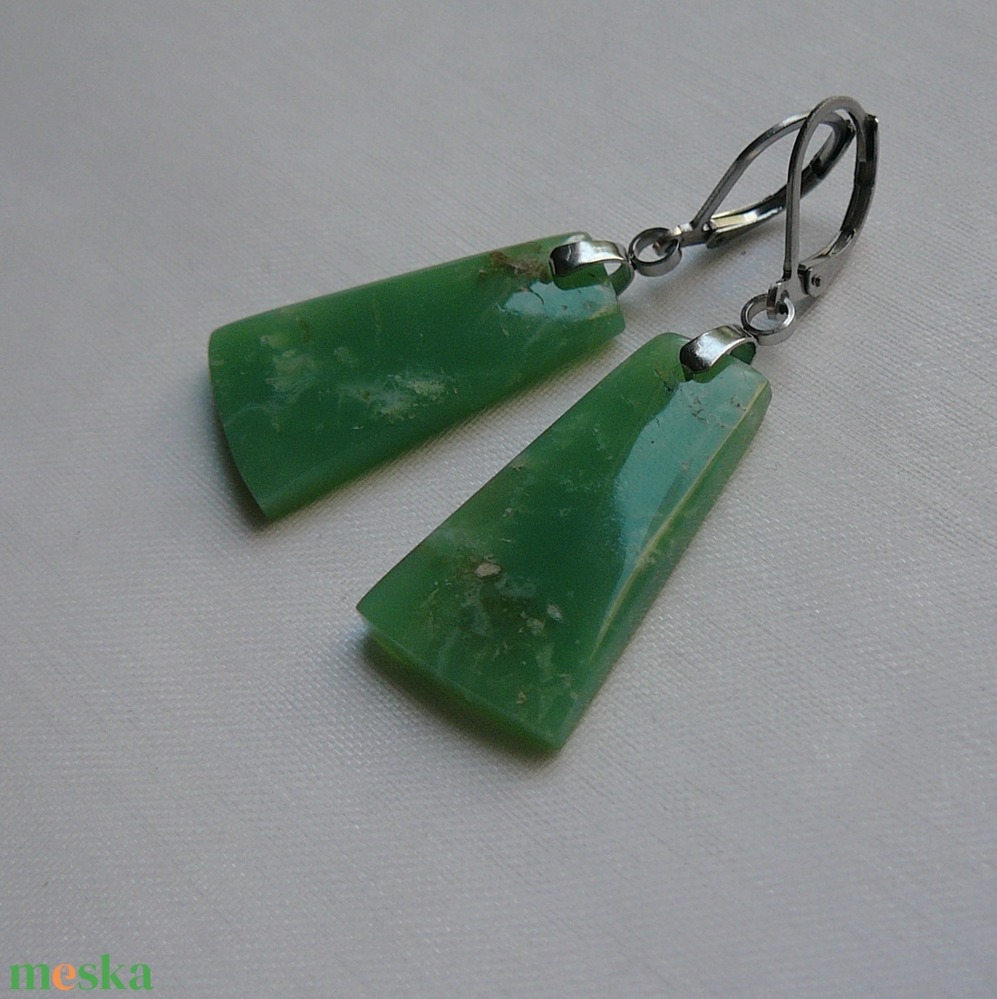 Krizopráz fülbevaló - ékszer - fülbevaló - lógó fülbevaló - Meska.hu