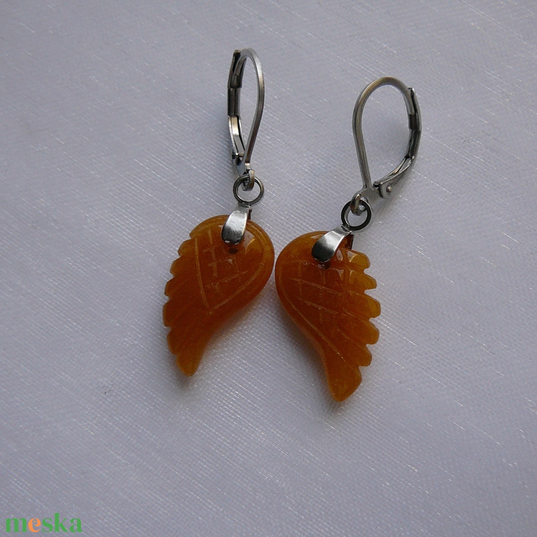 Kalcit szárny fülbevaló - ékszer - fülbevaló - lógó fülbevaló - Meska.hu