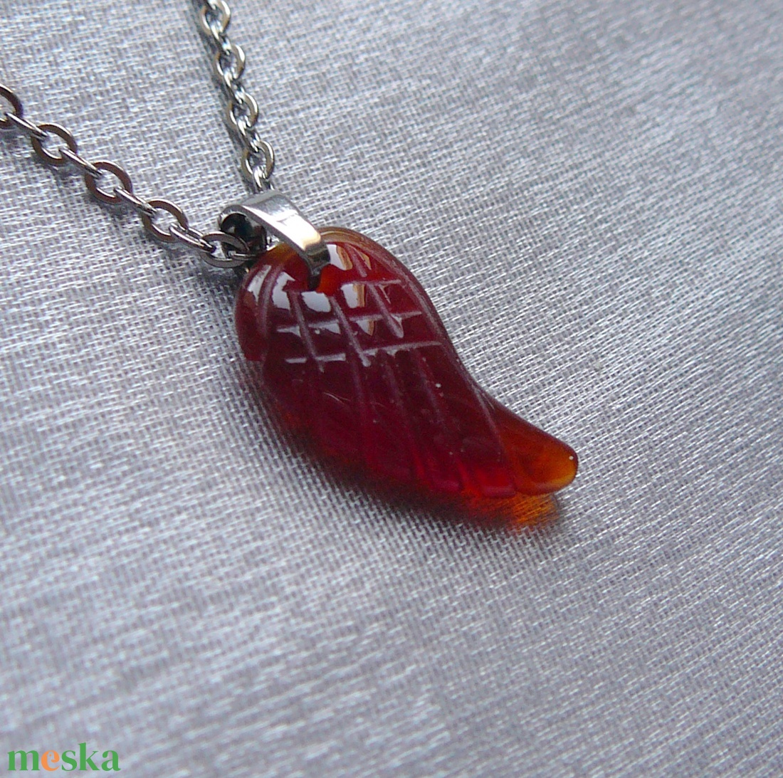 Karneol szárny medálos nyaklánc - ékszer - nyaklánc - medálos nyaklánc - Meska.hu