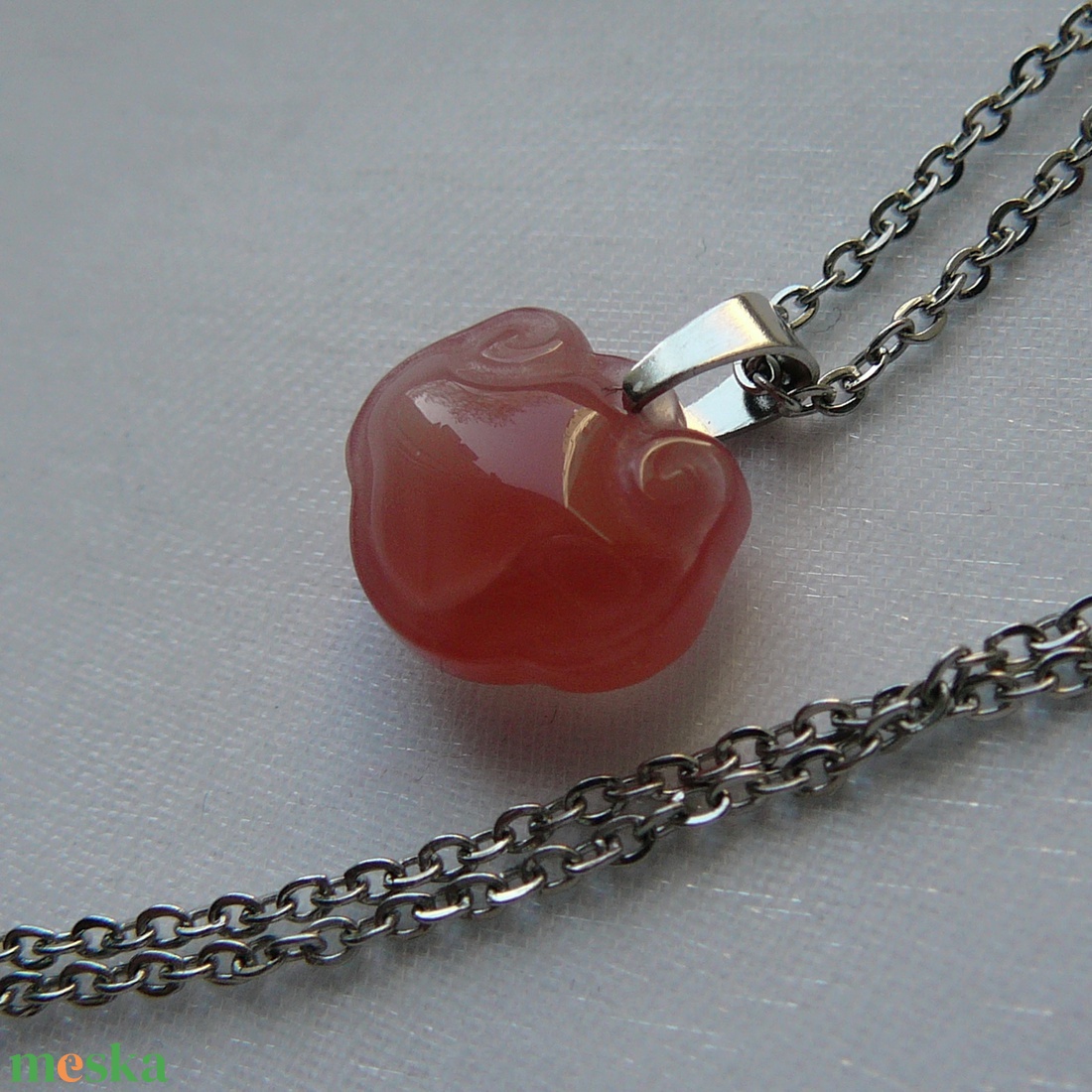 Karneol cica medálos nyaklánc - ékszer - nyaklánc - medálos nyaklánc - Meska.hu