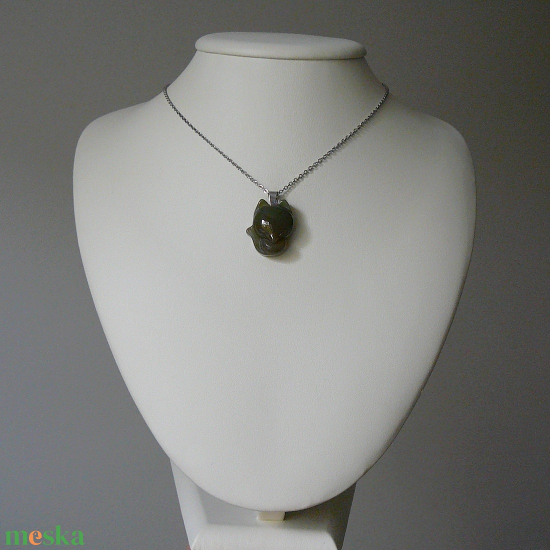 India achát róka medálos nyaklánc - ékszer - nyaklánc - medálos nyaklánc - Meska.hu